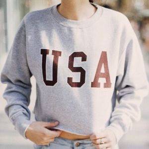 Brandy Melville Cropped USA Sweatshirt